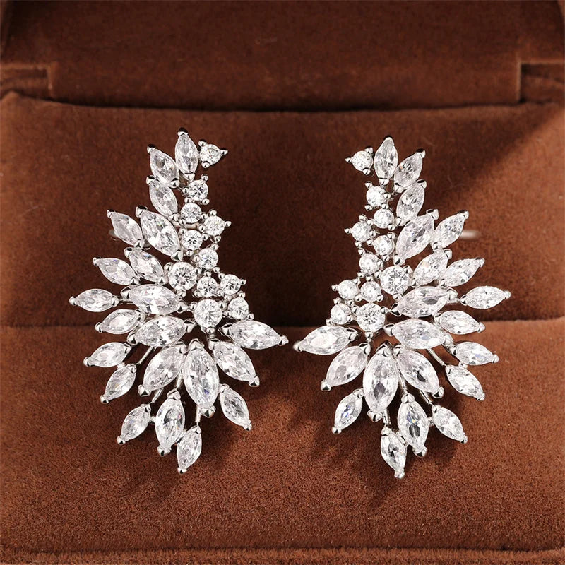 Zirconia Flower Stud Earrings