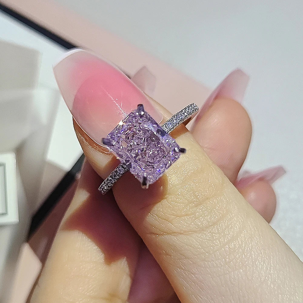 Pink Ice-Cut Zirconia 925 Sterling Ring