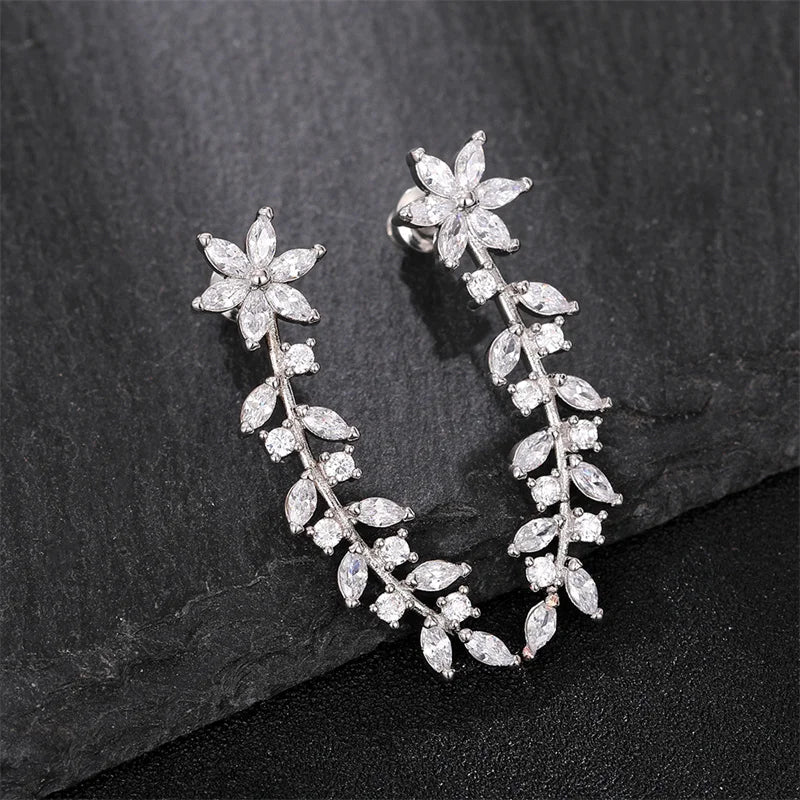 Delicate Flower Zirconia Stud Earrings