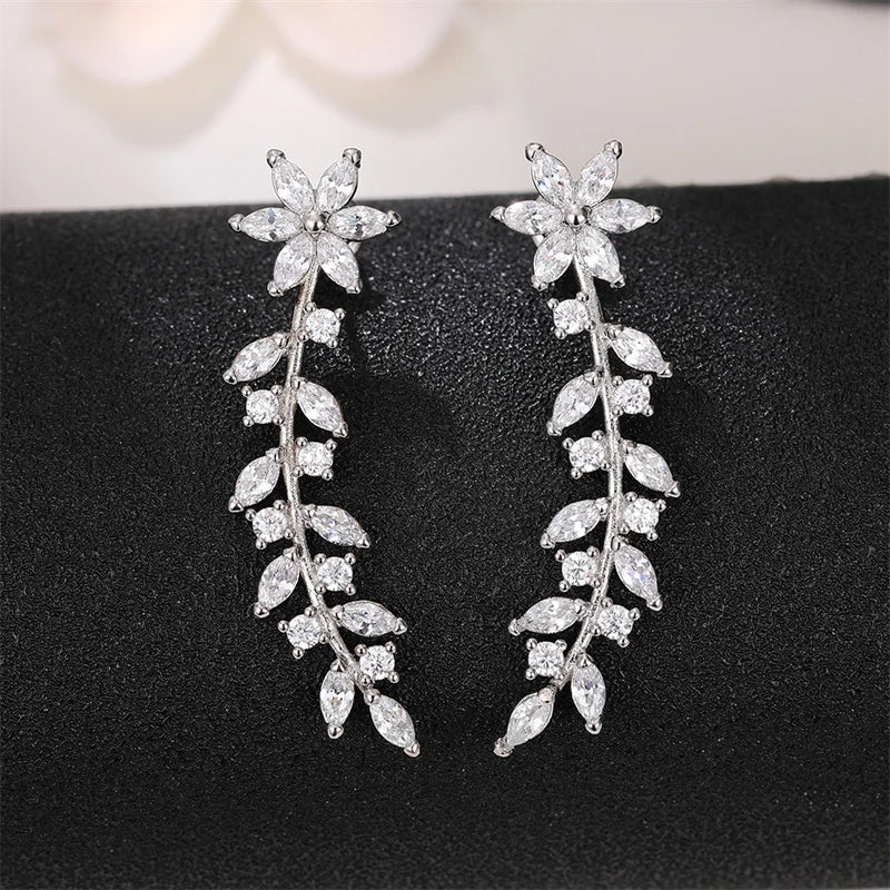 Delicate Flower Zirconia Stud Earrings